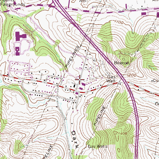 Topographic Map of Waynesburg Franklin Township Volunteer Fire Company, PA