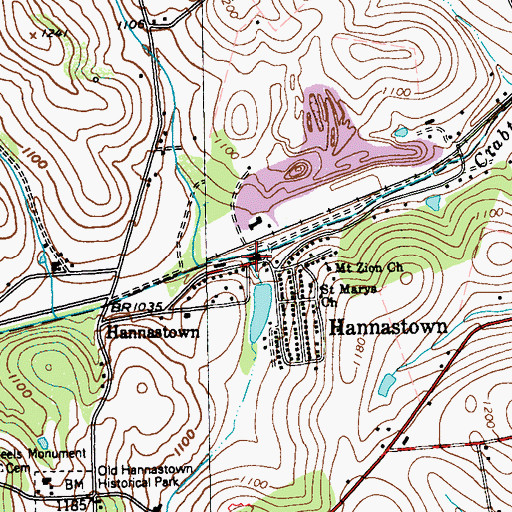 Topographic Map of Hannastown Volunteer Fire Department, PA