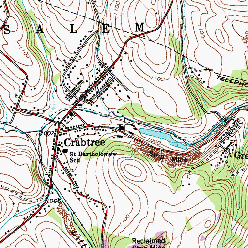Topographic Map of Crabtree Volunteer Fire Department, PA