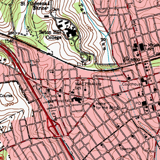 Topographic Map of Greensburg Volunteer Fire Department Engine Company 6, PA