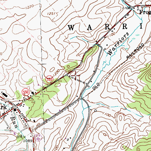 Topographic Map of Warriors Mark Volunteer Fire Company Station 22, PA