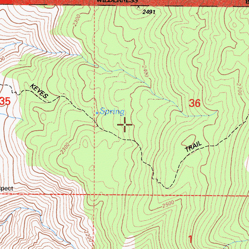 Topographic Map of Pat Keyes Trail, CA