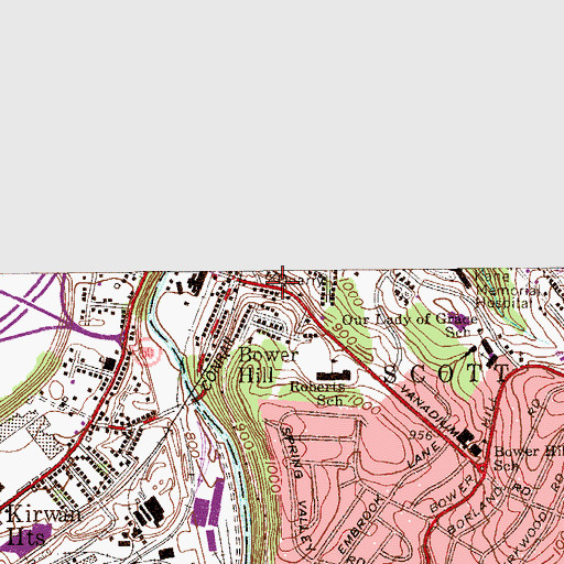 Topographic Map of Bower Hill Volunteer Fire Department Station 255, PA