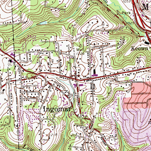 Topographic Map of Ingomar Volunteer Fire Company Harmony Station 187, PA