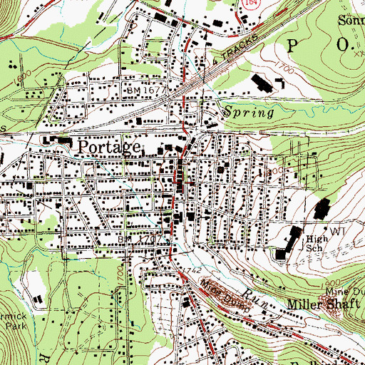 Topographic Map of Portage Volunteer Fire Company Station 83, PA
