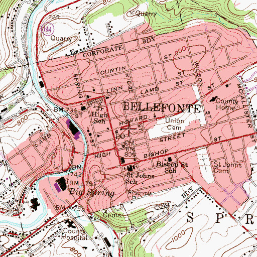 Topographic Map of Logan Fire Company 1, PA