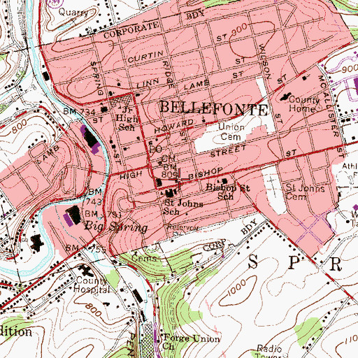 Topographic Map of Undine Fire Company 2, PA