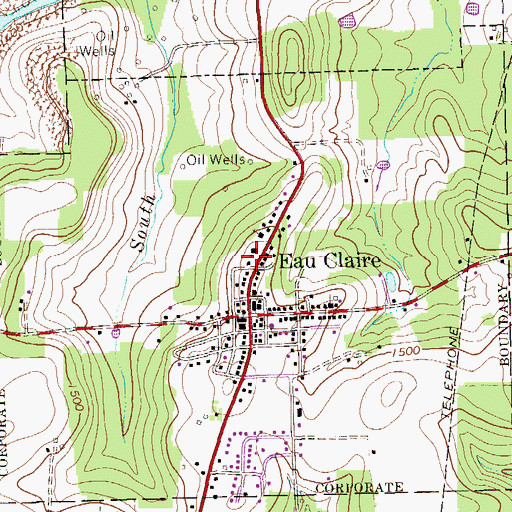 Topographic Map of Eau Claire Volunteer Fire Department and Relief Association Station 32, PA