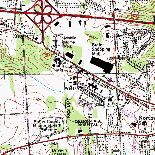 Topographic Map of Department of Veterans Affairs Fire Station, PA
