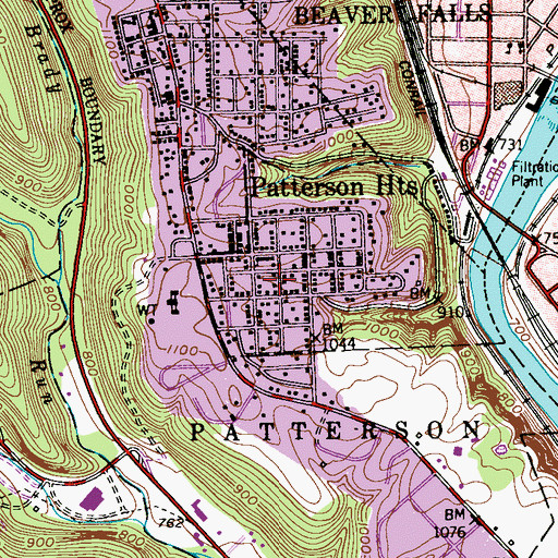Topographic Map of Patterson Heights Volunteer Fire Department Station 33, PA
