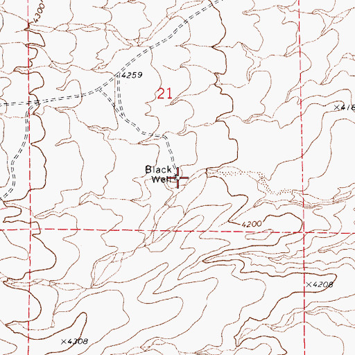 Topographic Map of Black Well, AZ