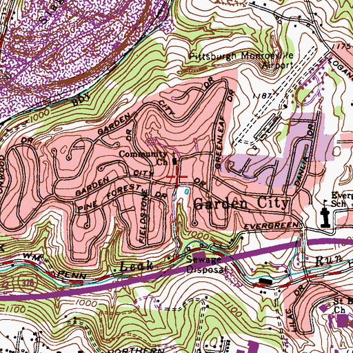 Topographic Map of Monroeville Volunteer Fire Company 6 Station 196, PA