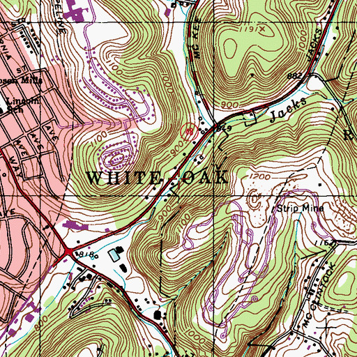 Topographic Map of Rainbow Volunteer Fire Company Station 300, PA