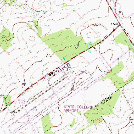 Topographic Map of Penn State University Park Airport Fire Station, PA