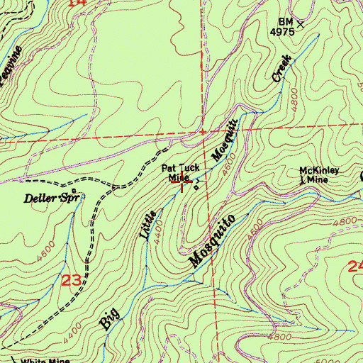 Topographic Map of Pat Tuck Mine, CA