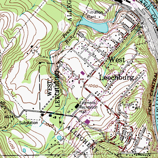 Topographic Map of West Leechburg Volunteer Fire Station, PA