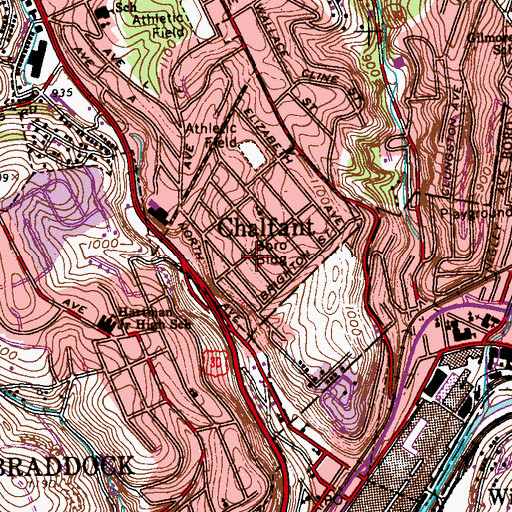 Topographic Map of Chalfant Volunteer Fire Company Station 120, PA