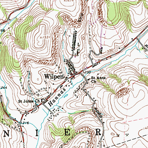 Topographic Map of Wilpen Ligonier Township Volunteer Fire Department 2, PA