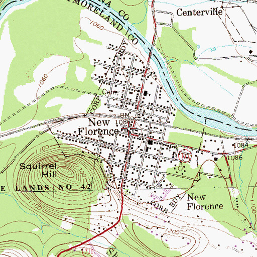 Topographic Map of New Florence Volunteer Fire Department, PA