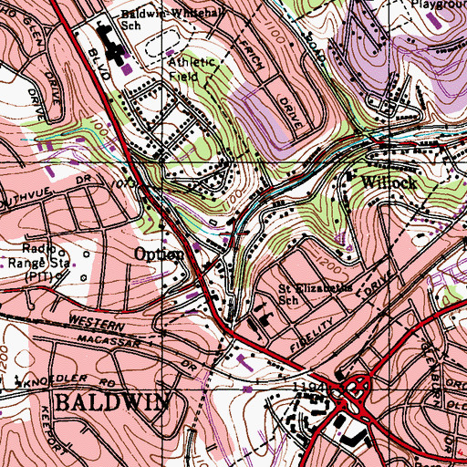 Topographic Map of Option Independent Fire Company - Station 107, PA