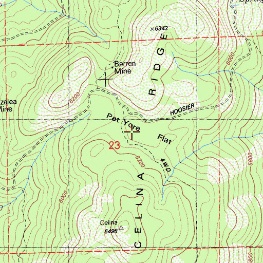 Topographic Map of Pat Yore Flat, CA