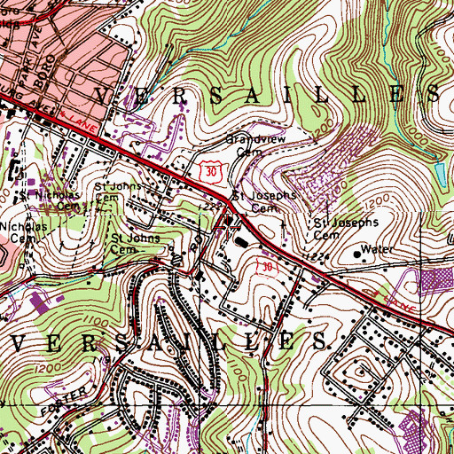 Topographic Map of Fire Department of North Versailles Station 213 - 1, PA