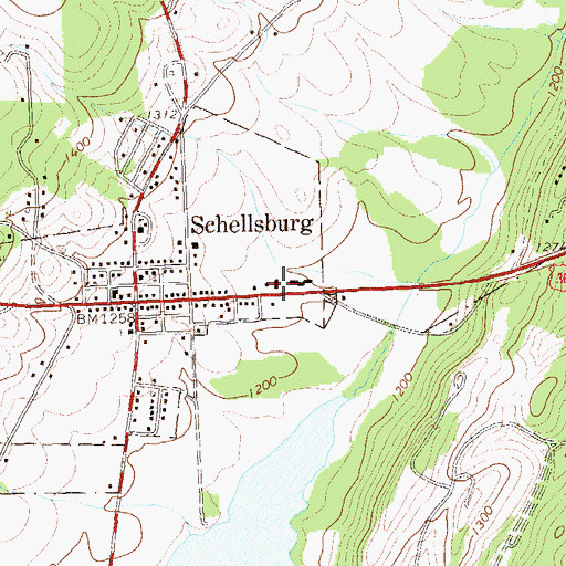 Topographic Map of Shawnee Valley Volunteer Fire Company - Station 37, PA