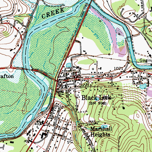 Topographic Map of Black Lick Volunteer Fire Department Station 140, PA