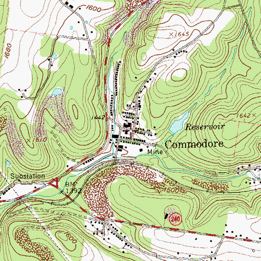 Topographic Map of Commodore Volunteer Fire Department Station 540, PA