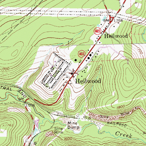 Topographic Map of Pine Township Volunteer Fire Department Station 570, PA