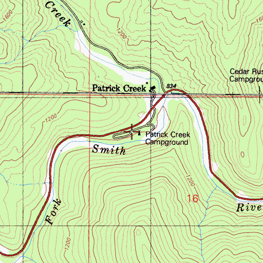 Topographic Map of Patrick Creek, CA