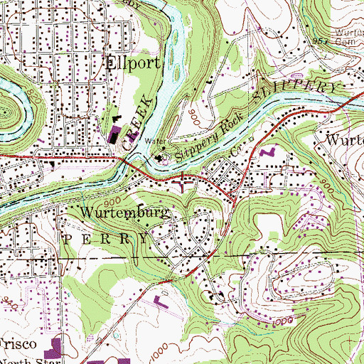 Topographic Map of Wurtemburg - Perry Volunteer Fire Department Station 2200, PA