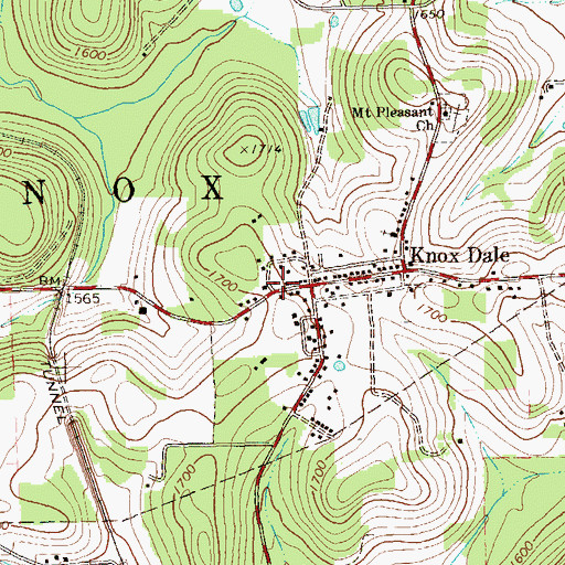 Topographic Map of Knox Township Volunteer Fire Department Station 13, PA