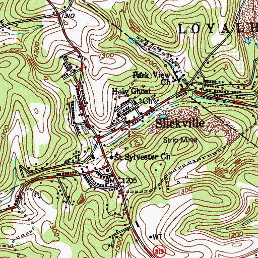 Topographic Map of Slickville Volunteer Fire Department Station 59 Salem Township Company 1, PA
