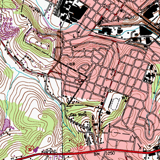 Topographic Map of High Park Volunteer Fire Department, PA