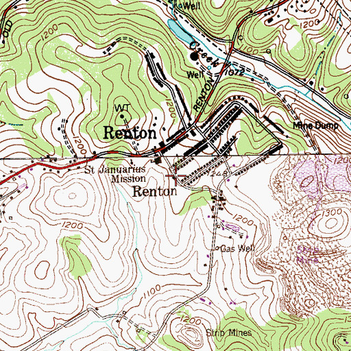 Topographic Map of Renton Volunteer Fire Department Station 234, PA