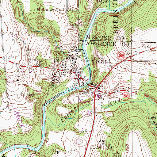 Topographic Map of Volant Volunteer Fire Company Station 600, PA