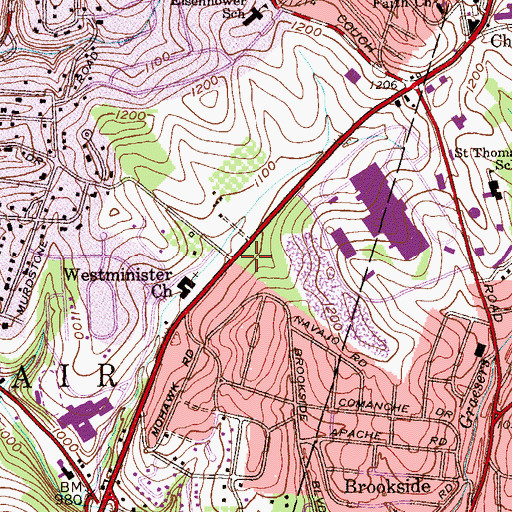 Topographic Map of Upper Saint Clair Volunteer Fire Department Station 284, PA