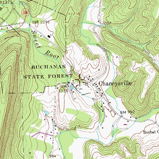 Topographic Map of Pennsylvania Conservation and Natural Resources District 2 Headquarters, PA