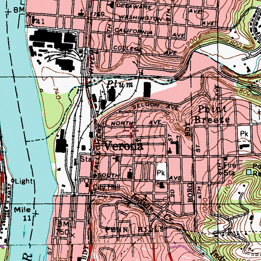 Topographic Map of Verona Volunteer Fire Company Station 285, PA
