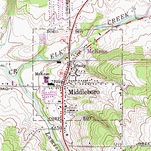 Topographic Map of McKean Hose Company Station 40, PA