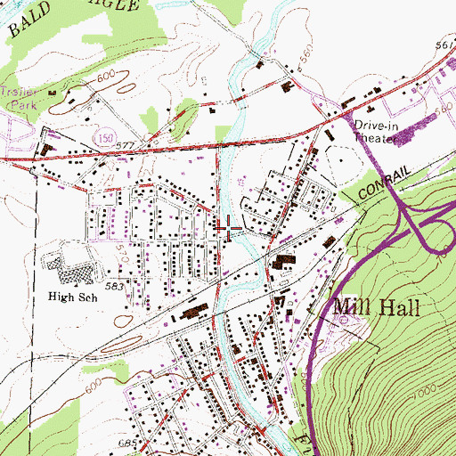 Topographic Map of Mill Hall Fire Company Station 4, PA