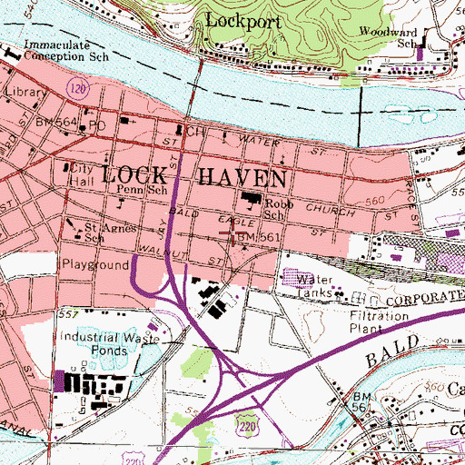 Topographic Map of Hand In Hand Hose Company Station 1, PA