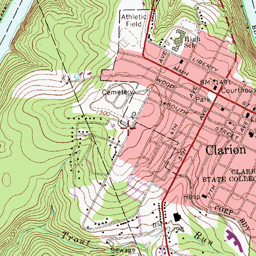 Topographic Map of Department of Conservation and Natural Resources Kittanning Forest District 8, PA