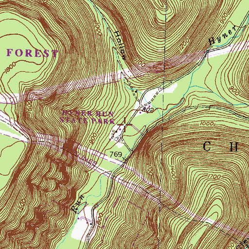 Topographic Map of Pennsylvania Department of Environmental Services Hyner Run Maintenance Division, PA