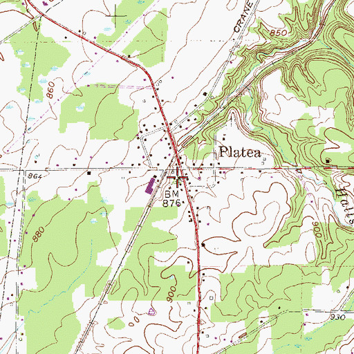 Topographic Map of Platea Volunteer Fire Company Station 58, PA