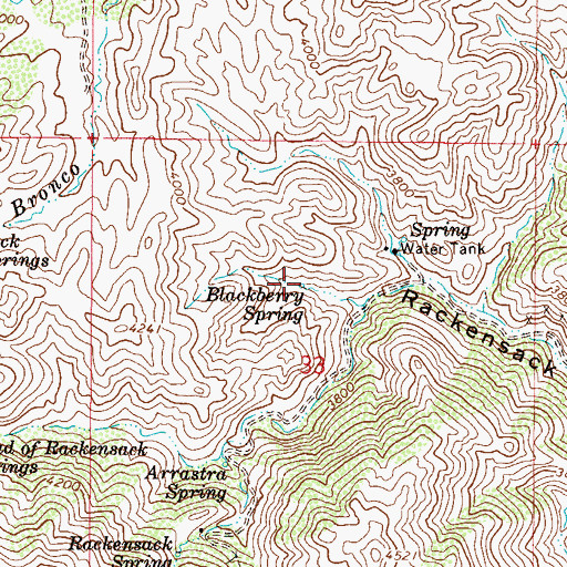 Topographic Map of Blackberry Spring, AZ