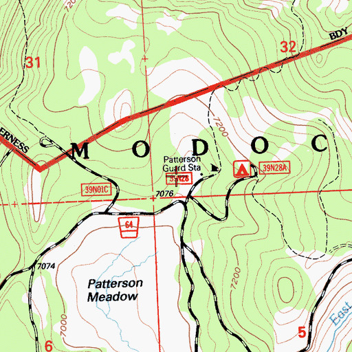 Topographic Map of Patterson Guard Station, CA