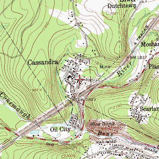 Topographic Map of Cassandra Volunteer Fire Company, PA