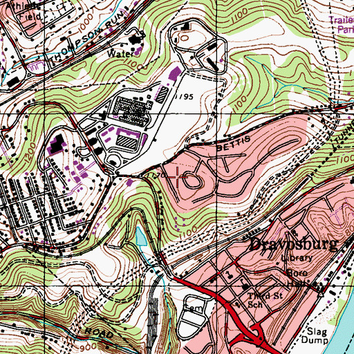 Topographic Map of Dravosburg Volunteer Fire Company 2, PA